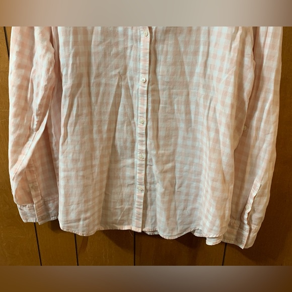 Calvin Klein Jeans pink gingham button up roll up tee short long sleeve top L - Picture 5 of 10